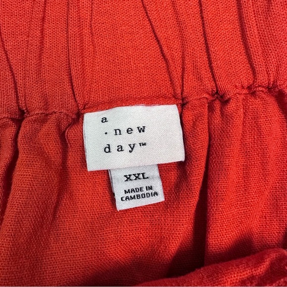 A New Day Red Pencil Linen Midi Skirt Casual - Picture 3 of 6